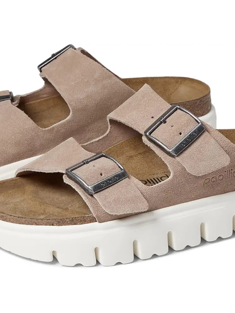 Papillio by Birkenstock Taupe Suede Double-Buckle Platform Sandal